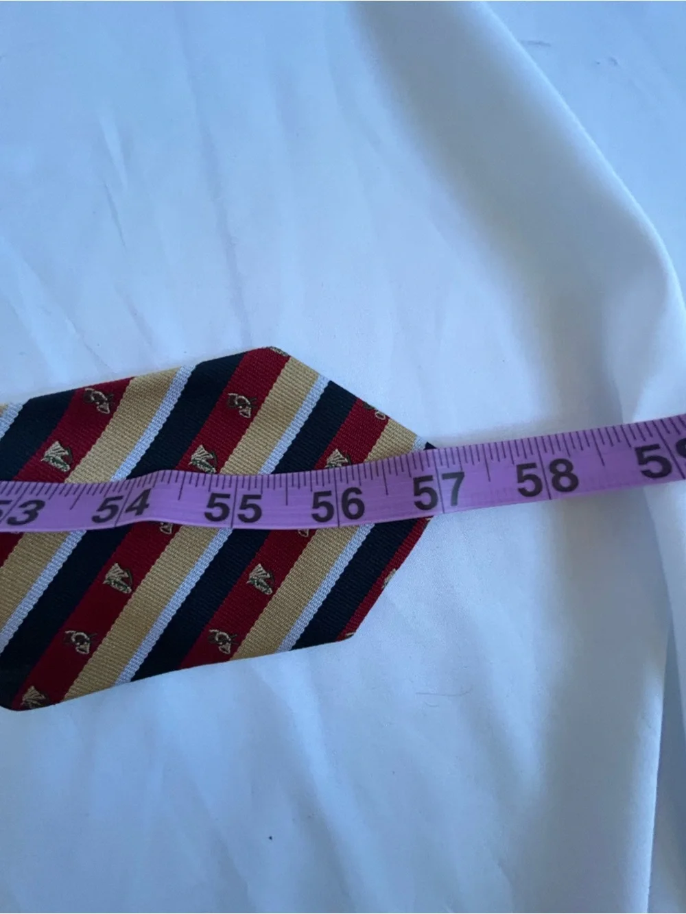 Mens Striped Tie in Red, Navy & Gold